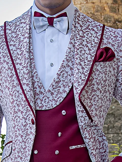 Double-breasted shawl lapel waistcoat in red