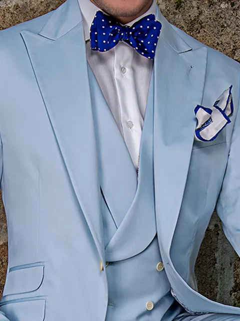 Light blue cotton double-breasted waistcoat