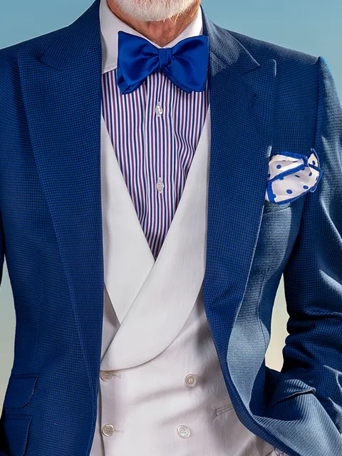 White pure linen double-breasted waistcoat