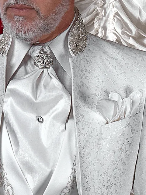 White Lurex Cravat and Handkerchief Set