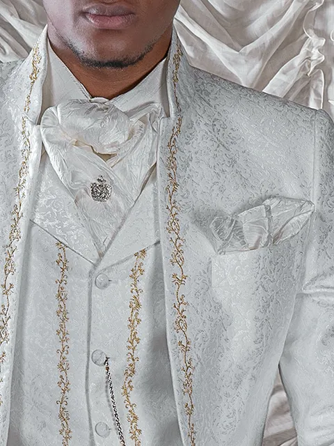 Scarf and Handkerchief Set in Ivory Crushed Fabric