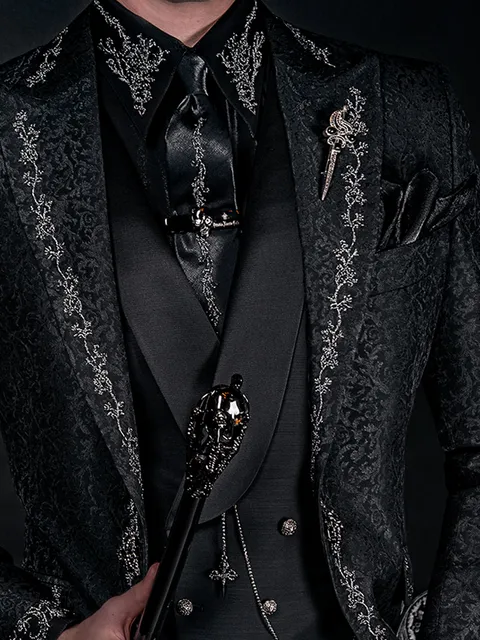 Double-breasted waistcoat with shawl lapel in black