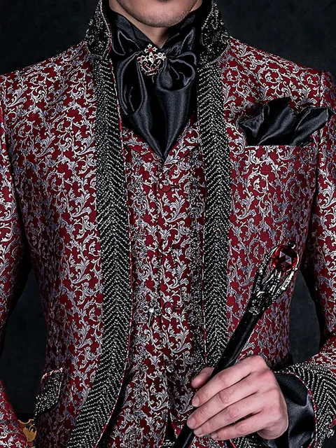 Damask waistcoat with black-silver embroidery
