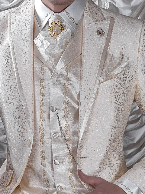 Crinkle-effect satin waistcoat with gold embroidery
