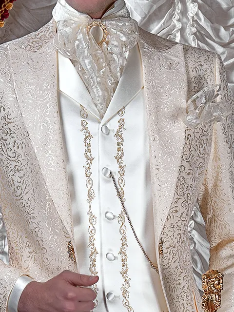 Ivory satin waistcoat with gold embroidery