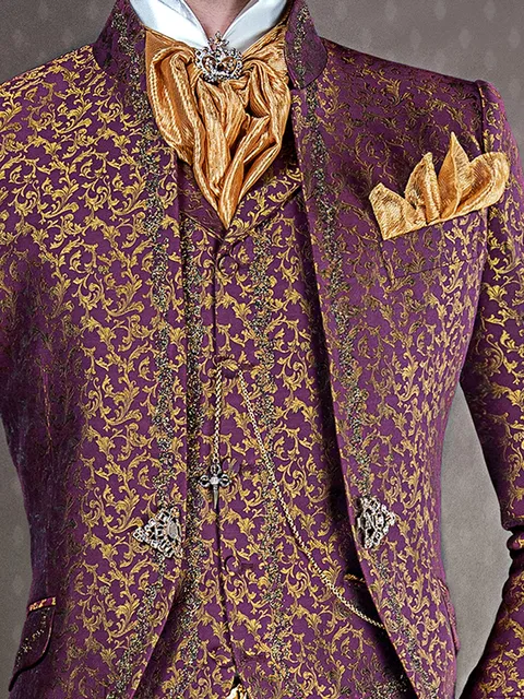 Damask waistcoat with black-gold embroidery