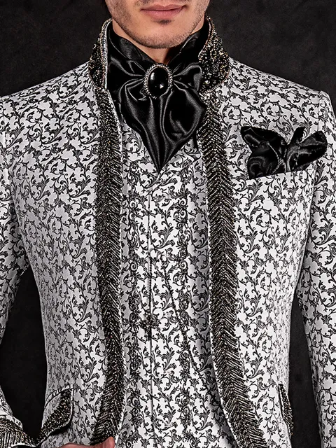 Damask waistcoat with black-silver embroidery