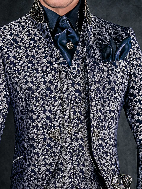 Damask waistcoat with black-silver embroidery