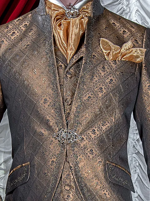 Waistcoat in gold brocade with black and gold embroidery