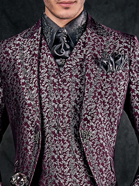 Damask waistcoat with black-silver embroidery