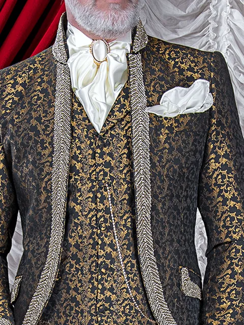 Damask waistcoat with black-gold embroidery