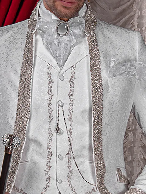 White damask waistcoat with silver embroidery