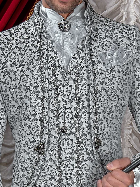 Damask waistcoat with black-silver embroidery