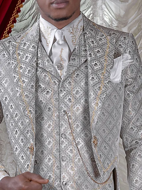 Ivory brocade waistcoat with gold embroidery