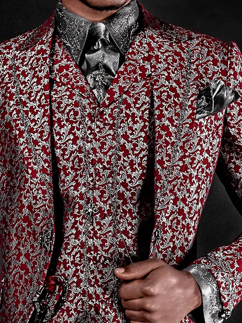 Damask waistcoat with black-silver embroidery