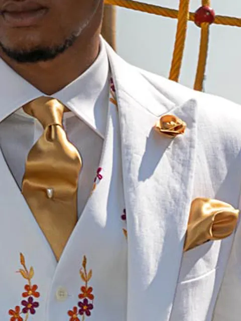 Gold Satin Tie and Handkerchief Set