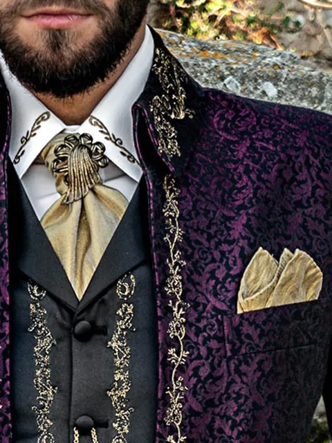 Gold ascot tie and handkerchief