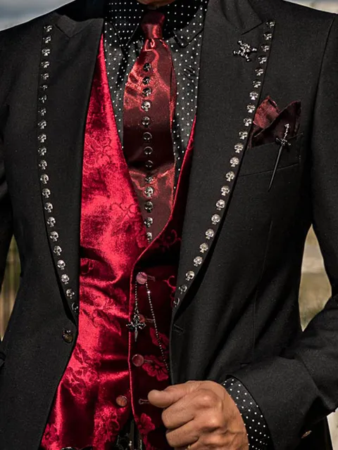Red floral velvet waistcoat
