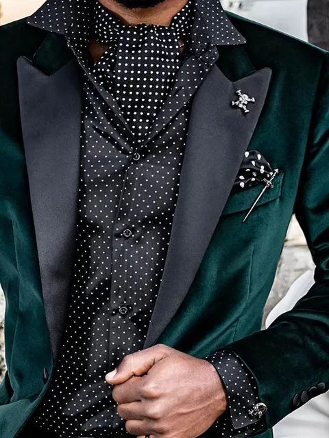 Black shirt with white micro polka dot