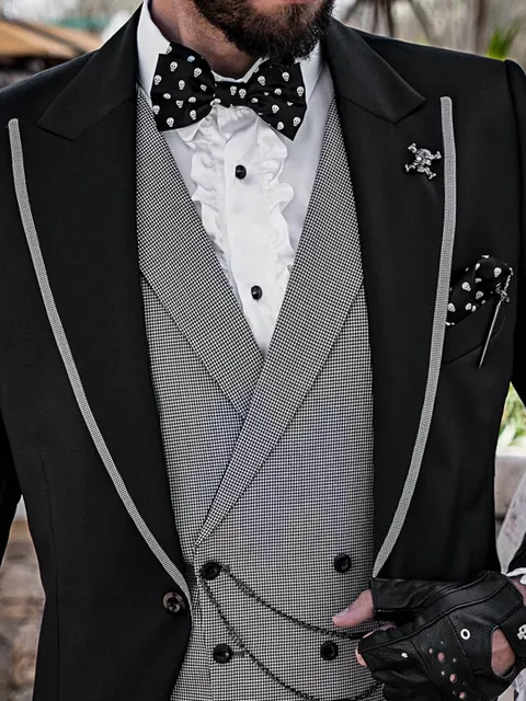 Houndstooth double-breasted waistcoat