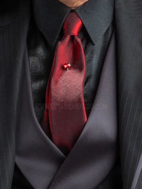 6.5cm Tie and Handkerchief Set in Red Lurex