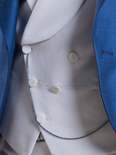 Double-breasted shawl lapel waistcoat in white piqué