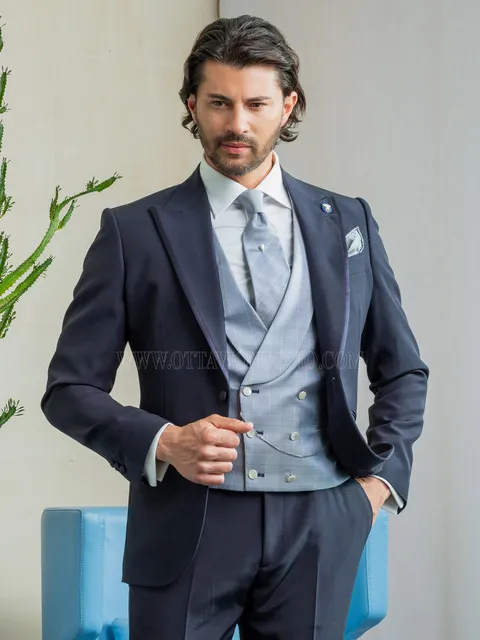 Men's classic blue formal suit