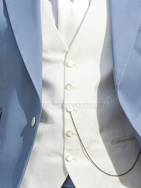 Ivory silk waistcoat with 5 buttons