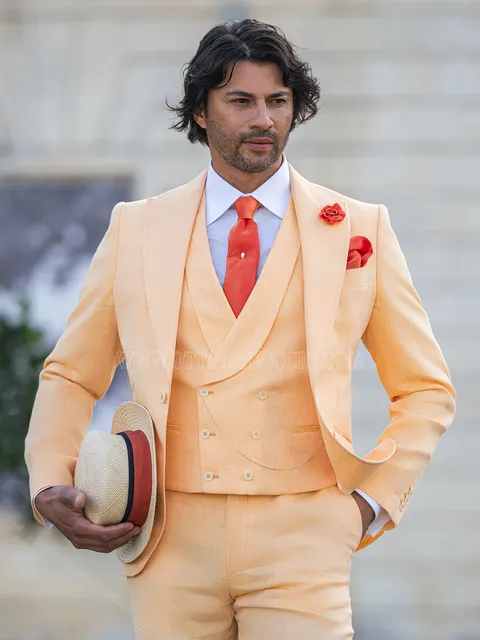 Men's orange boho chic formal suit