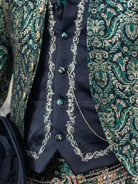 Black satin waistcoat with gold embroidery