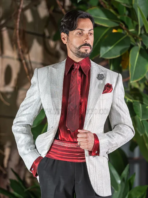 Silver white men's party blazer