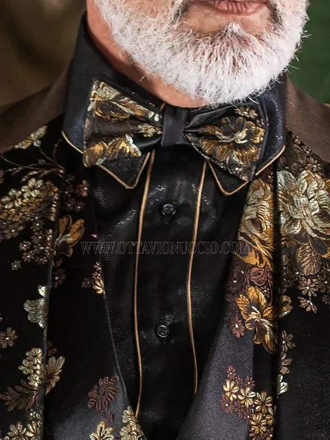 Bow tie in two-tone damask with black contrast