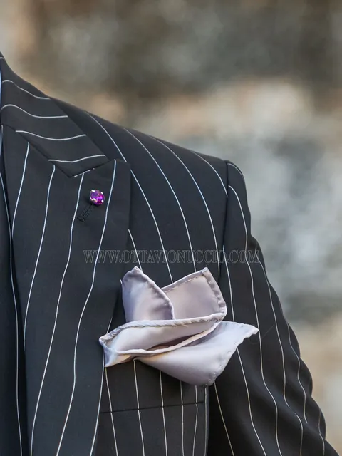 Handkerchief in mid grey satin