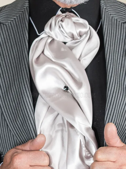 Pearl Grey Satin Scarf and Handkerchief Set