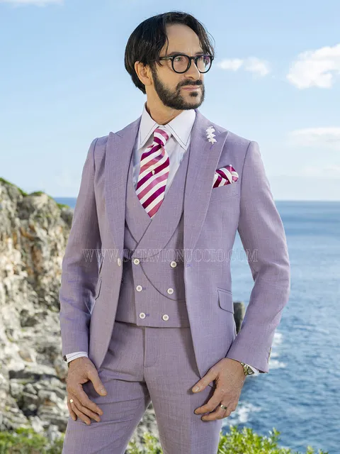 Suit Three-Piece Tailored in Linen Blend – Lavender