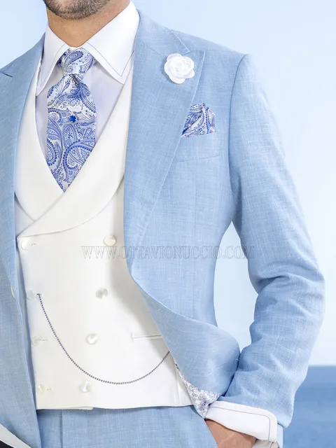 White double-breasted shawl lapel waistcoat