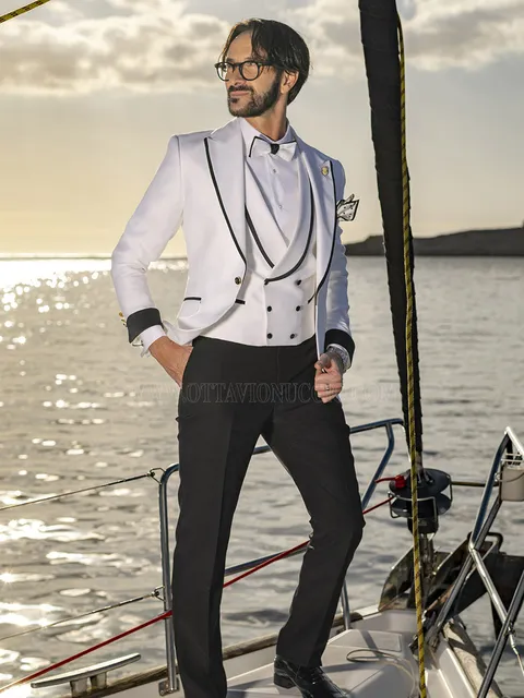 Tuxedo White with Black Turn-Back Cuff