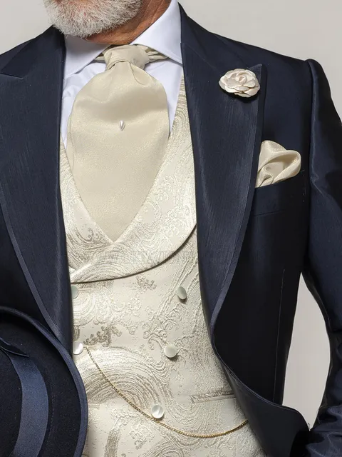 Ivory brocade double-breasted waistcoat