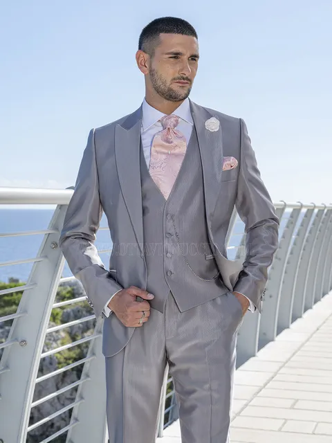 Formal Suit Men's Three-Piece Pearl Grey