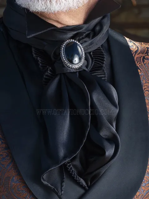 Black Satin Scarf and Handkerchief Set