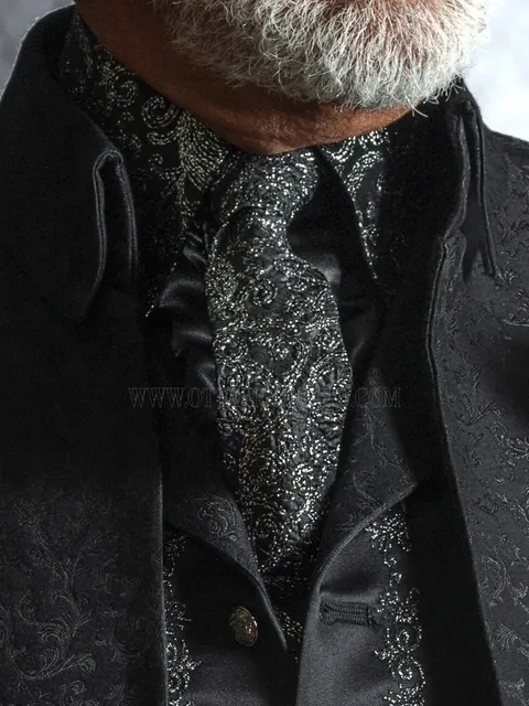 Black and silver embroidered narrow tie