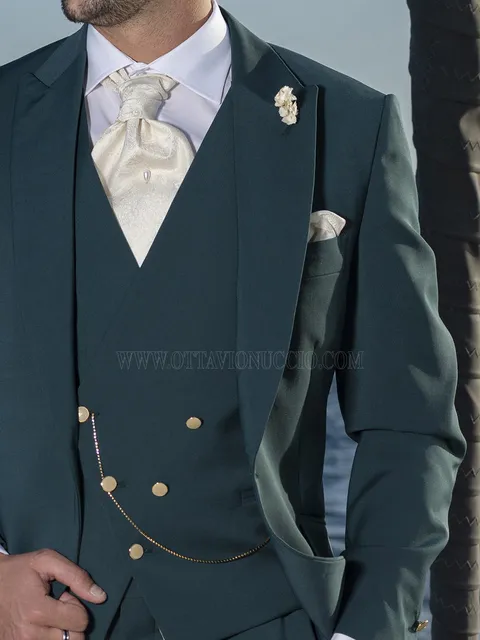 Asymmetric green waistcoat