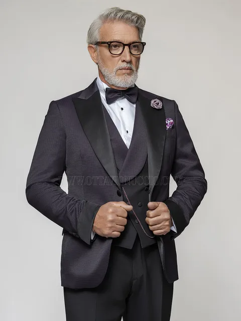 Tuxedo Formal Men's in Plum Houndstooth