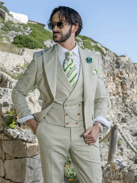 Suit Three-Piece Linen and Cotton Beige – Country-Chic Style