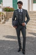 Abito uomo, grigio scuro - Con gilet monopetto
