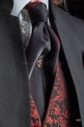 Set cravatta nera e pochette bianca in seta | BRUCLE Collezione seta