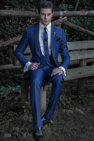 Esmoquin moderno microdiseño azul eléctrico