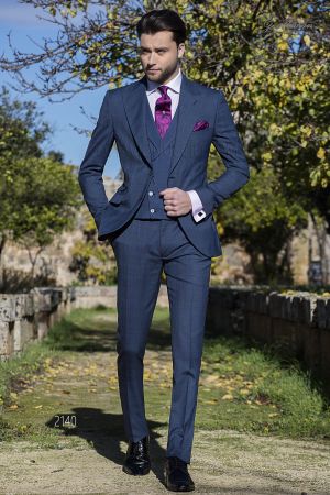 Abito da cerimonia uomo blu in tessuto principe di galles