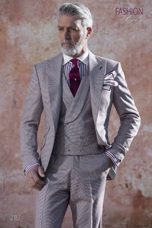 Completo da sposo fashion pied de poule bordeaux