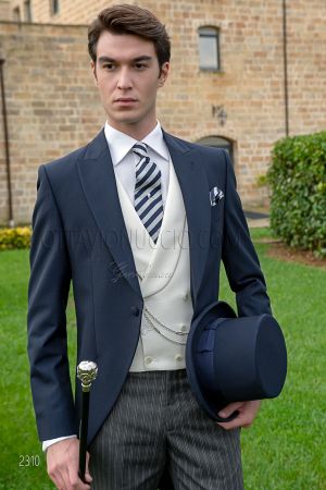 Tight classico blu da sposo con pantalone righe